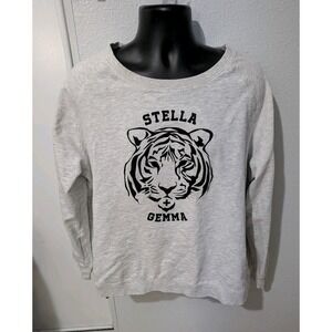 Stella + Gemma Tiger Graphic Sweatshirt Womens L Gray Crew Neck Australia NZ